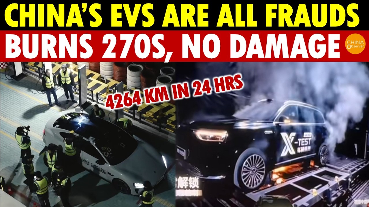 Xiaomi and Huawei EV Fakes Shock the World! 4264 KM in 24 Hours, Car Burns 270 Seconds, No Damage