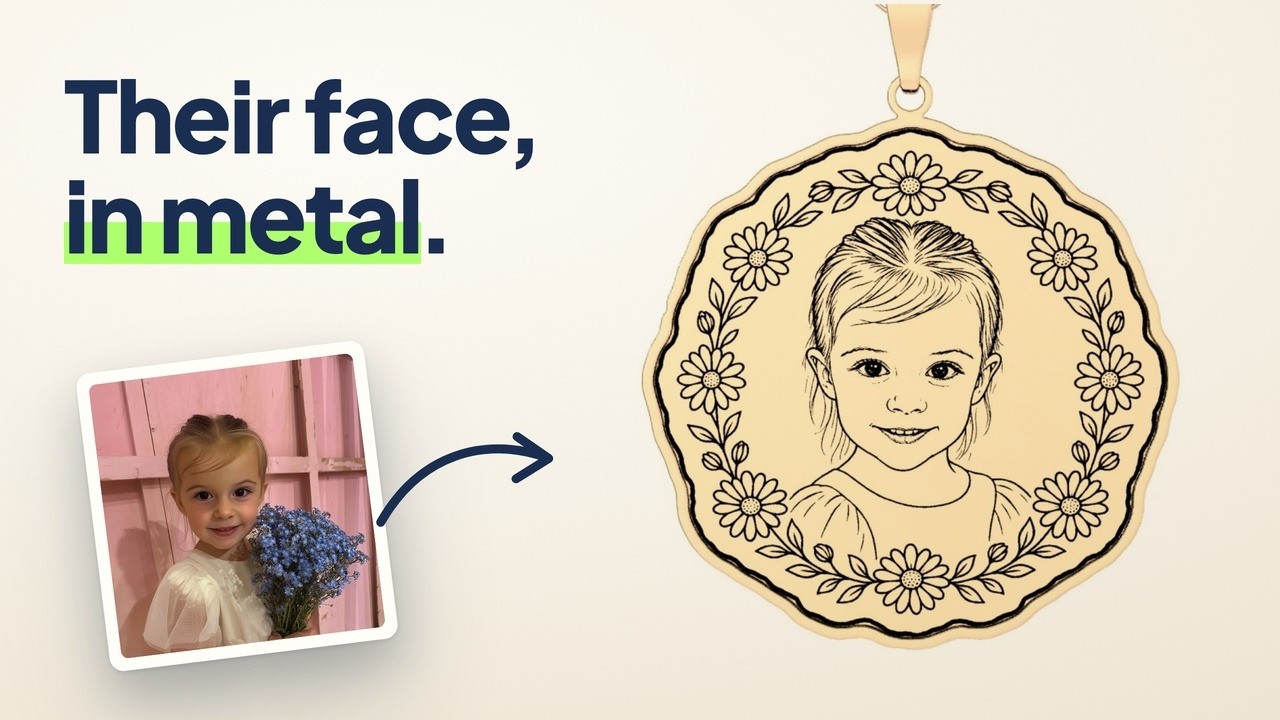 Watch: Custom photo necklace: turn one photo into a portrait pendant