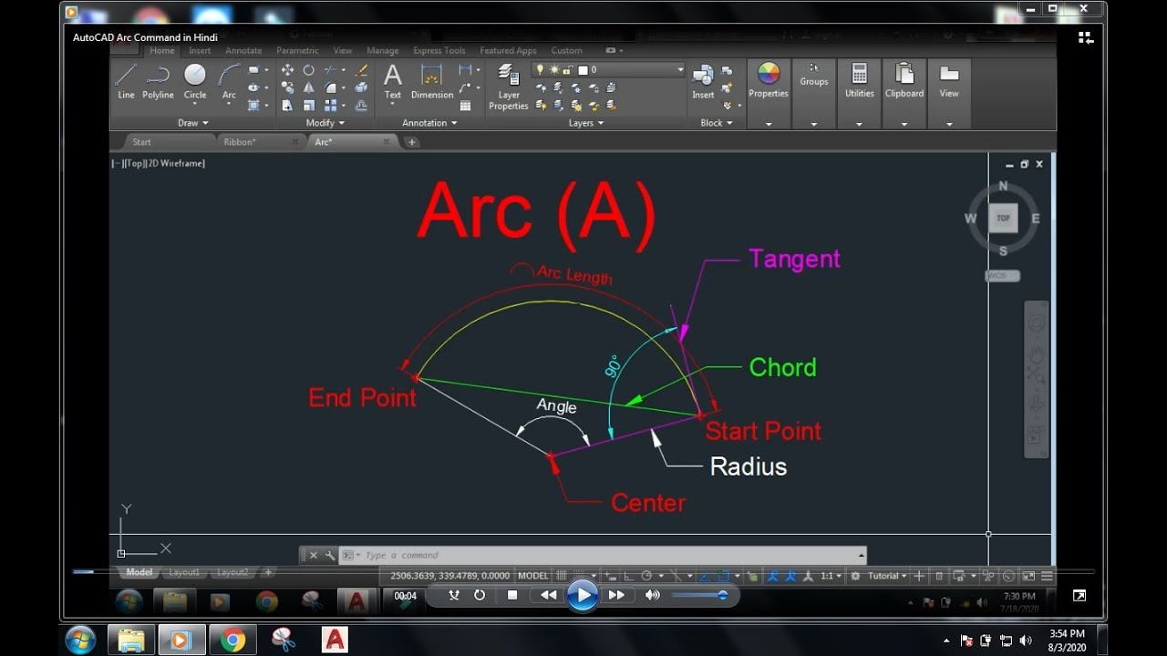 Arc Command In AutoCAD in Hindi - YouTube