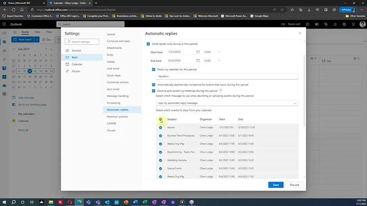 10--Out-of-Office Messages and Automatic Replies in the Outlook Web App