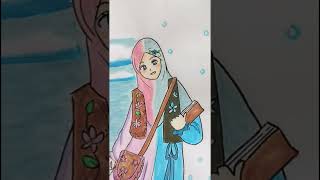 2 mood dalam satu gambar #mewarnai #mewarnaigambar #acrylicmarker #coloringbook #muslimah