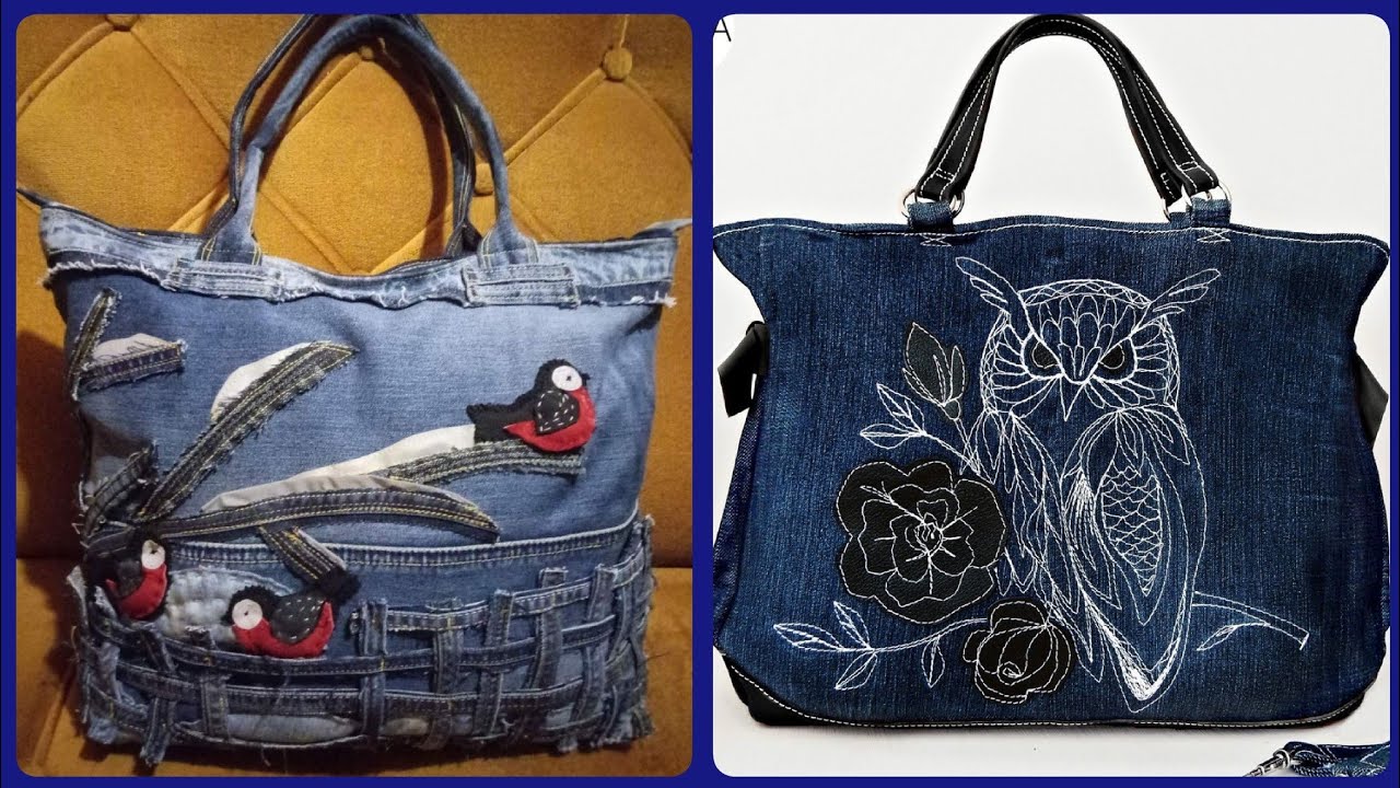 Beautiful unique and handmade best collection of all denim jeans bag