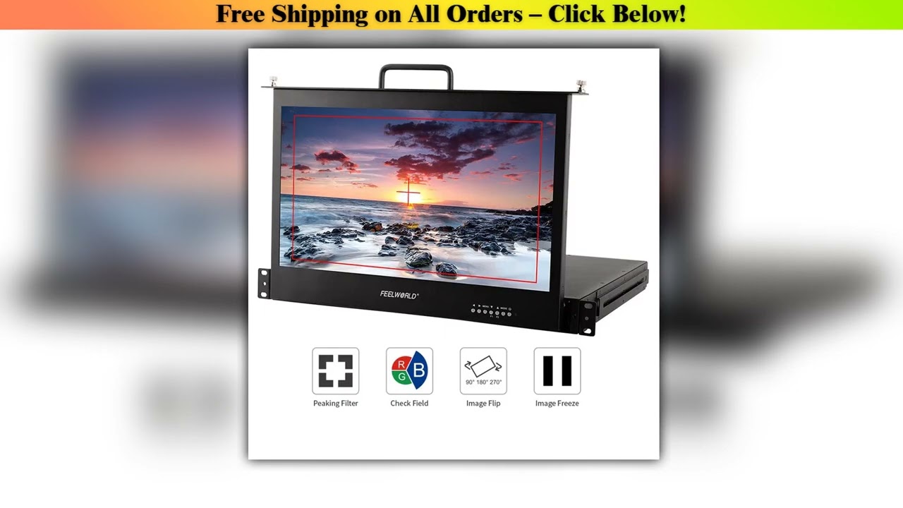 Feelworld Broadcast Director Monitor SC173-9HD-56 17.3 Inch 1RU Pull Out Rack Mount Monitor Full