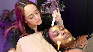 ASMR Relaxing Facial Skin Exam & Treatment with Neck & Chest Massage on Subscriber | Soft Spoken