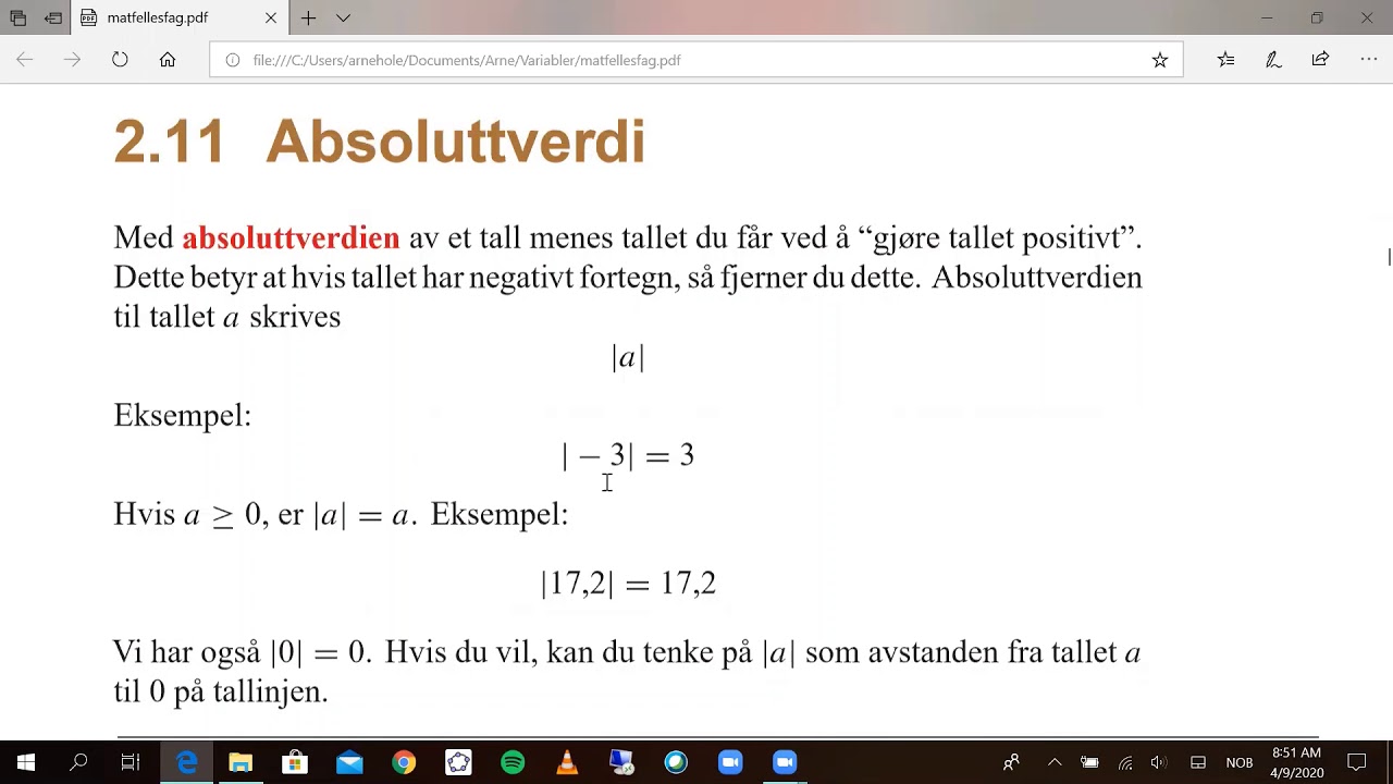 Matematikk fellesfag 2.11: Absoluttverdi