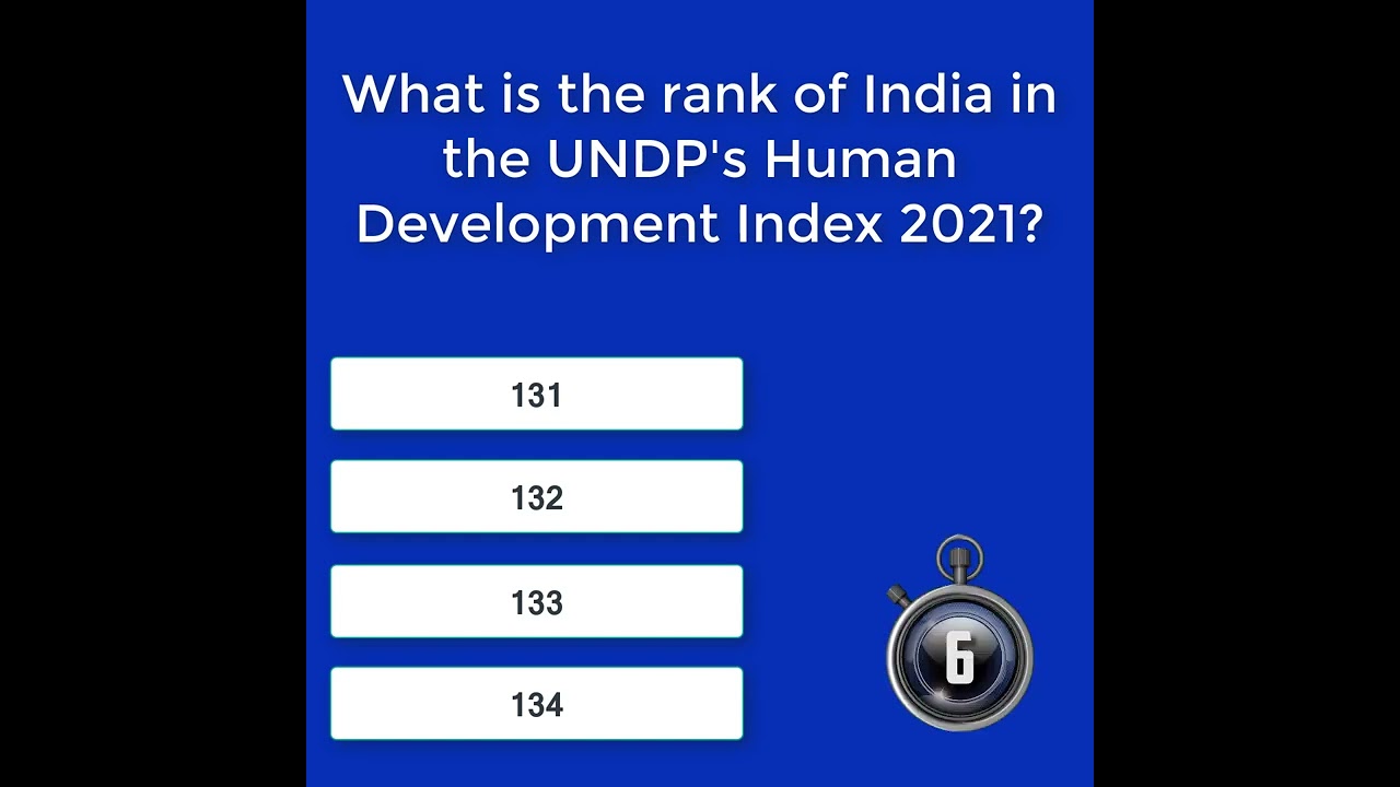 Rank of India in the UNDP's Human Development Index 2021