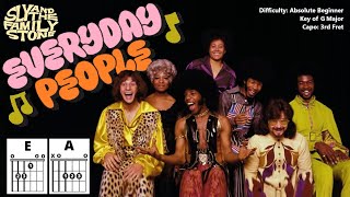 EVERYDAY PEOPLE by Sly and the Family Stone (Easy Guitar & Lyric Play-Along with Capo 3)