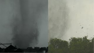 Tornado lofts trees during outbreak in southwestern Iowa - May 21, 2024