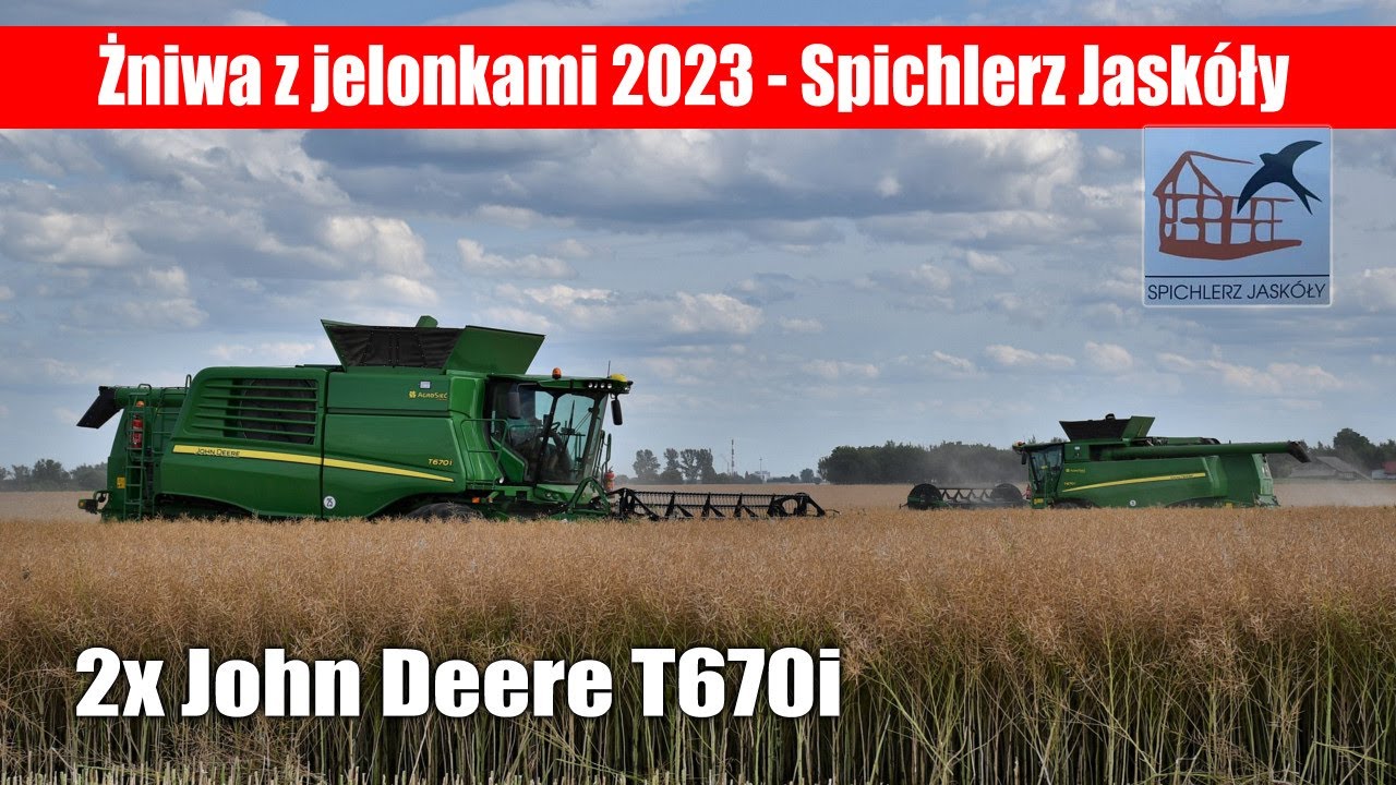 maxresdefault Żniwa z jelonkami 2023: 2x John Deere T670i – Spichlerz Jaskóły