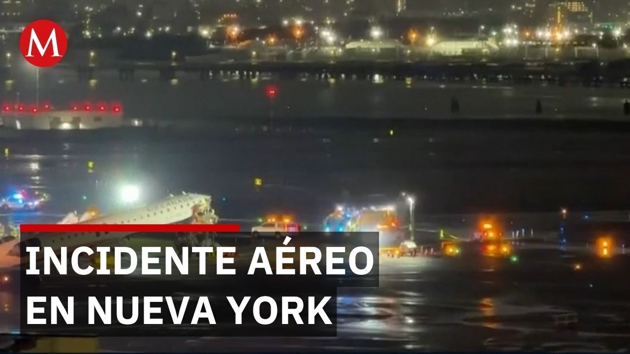 Avión de Air Canada choca con camión de bomberos en Nueva York