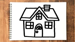 How To Draw A House | Step By Step House Drawing For Kids & Beginners