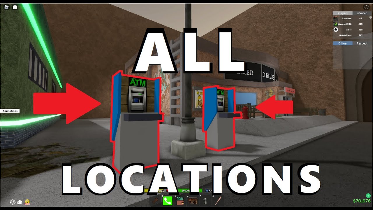 All Atm Locations In Da Hood Lots Of Money Youtube - how to punch a atm in da hood on roblox