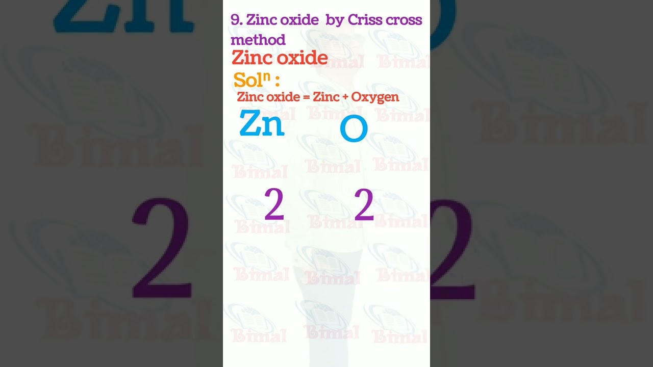 9 Zinc oxide ZnO criss cross method | bimal physics episode molecular formula zno