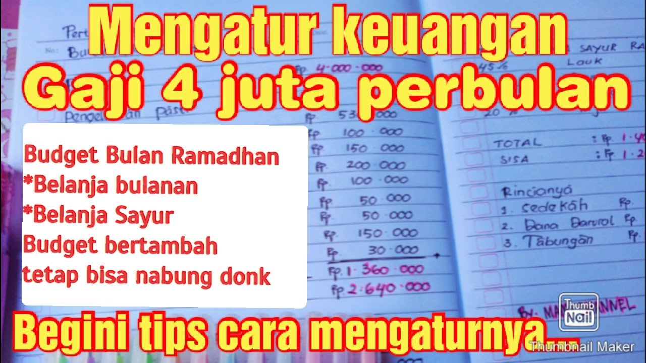 Mengatur Keuangan Gaji 4 Juta |Budget Belanja Bulan Ramadhan Tetap Hemat Bisa Nabung - Youtube