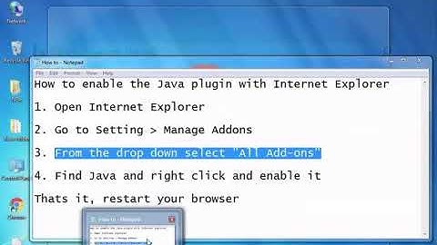 Series 8 285 How to enable the Java plugin with Internet Explorer