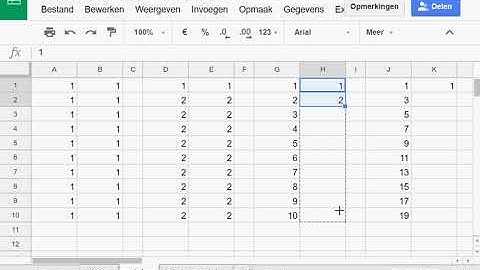 google spreadsheet   reeksen doorvoeren met de vulgreep