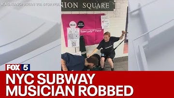 NYC subway musician robbed by barefoot man while performing