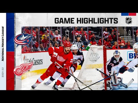 Blue Jackets @ Red Wings 10/19/21 | NHL Highlights