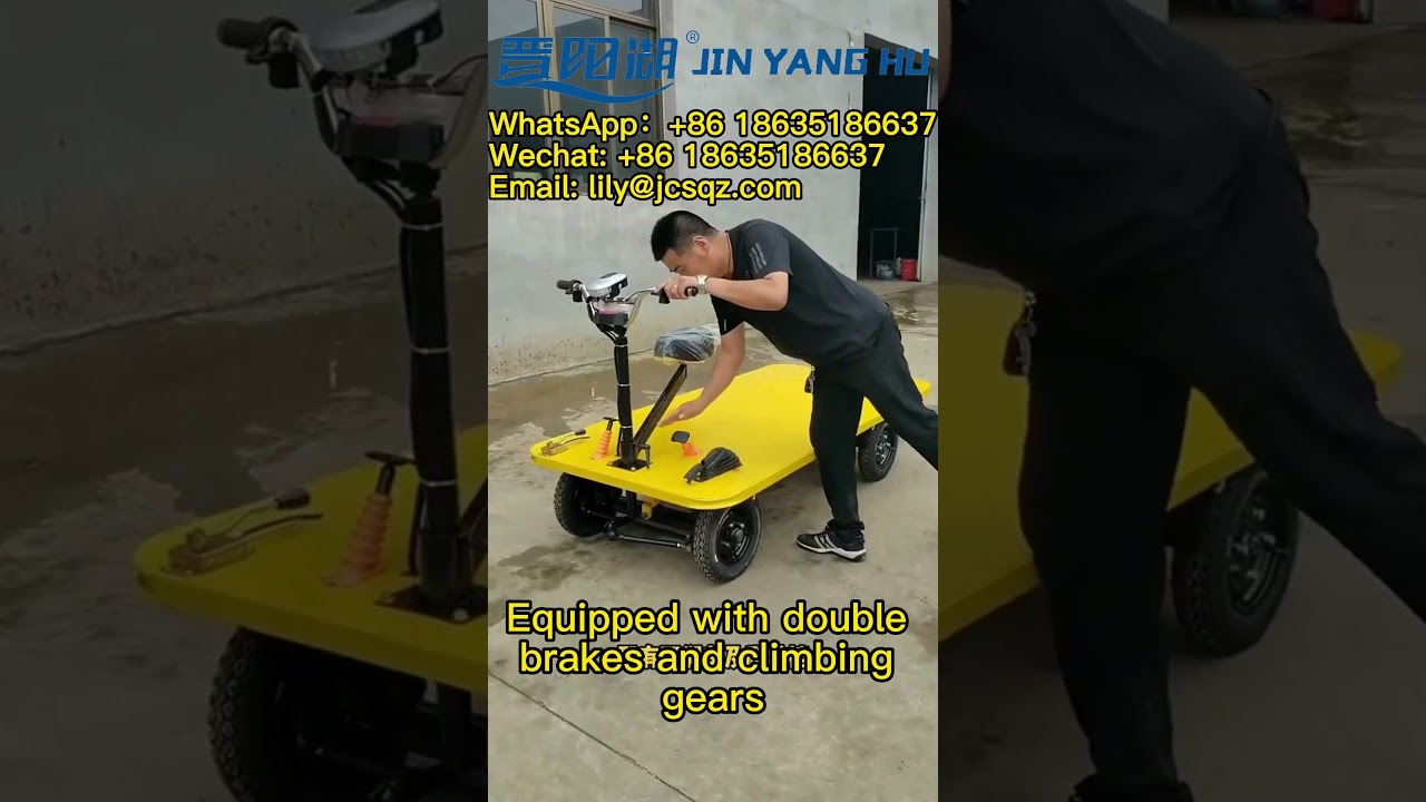 JIN YANG HU Small Electric Platform Trolley Four Wheels Heavy Duty Cargo Transport Trolley