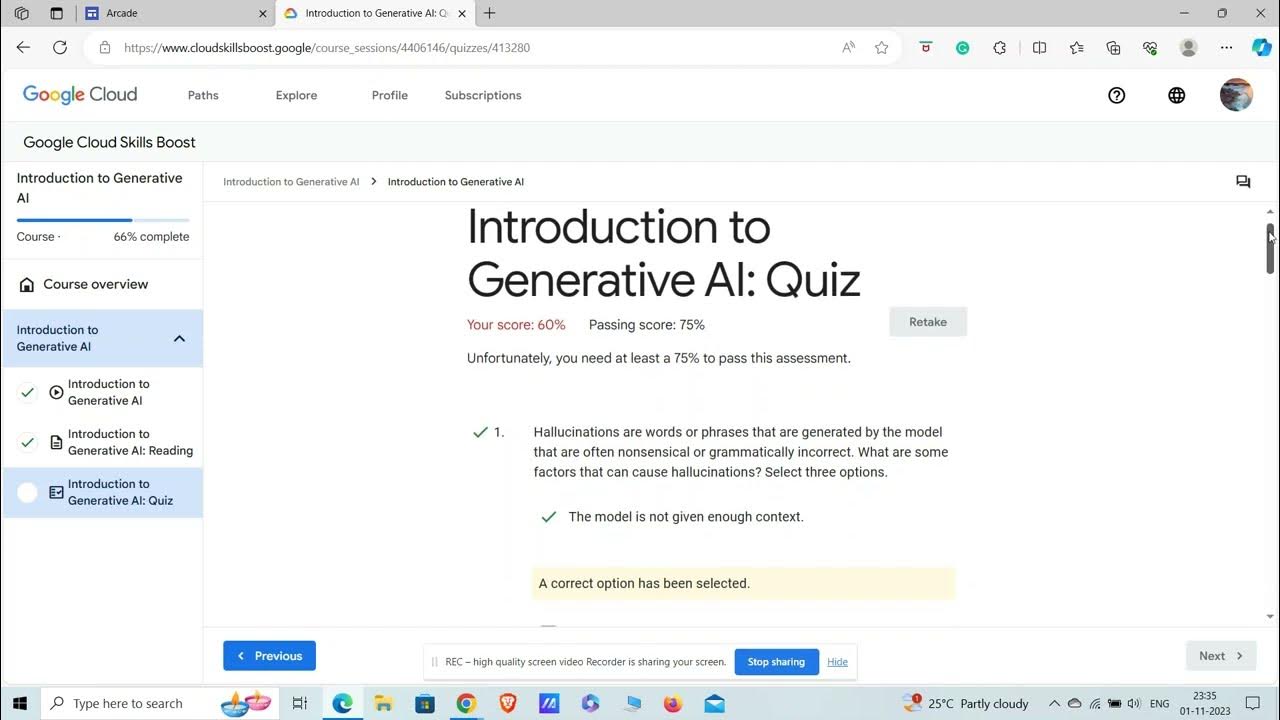 Introduction to Generative AI: Quiz solution ||Google cloud digital