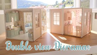 2 Double view Cottages 1/10 scale handmade miniature dollhouse by Nerea Pozo