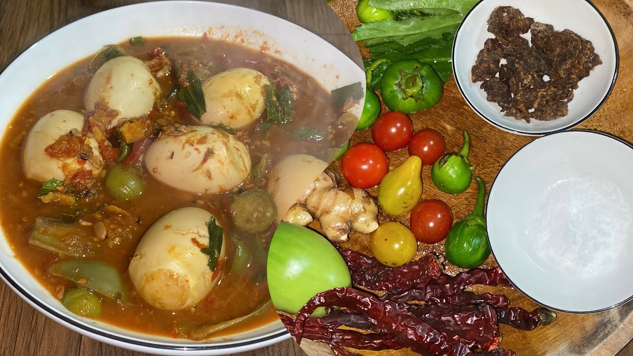 Akhuni (Fermented Soybean) with Egg curry—Naga Style