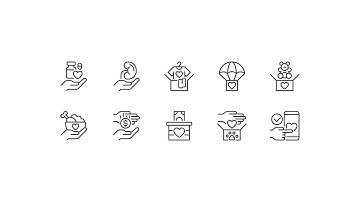 Animated donation linear icons