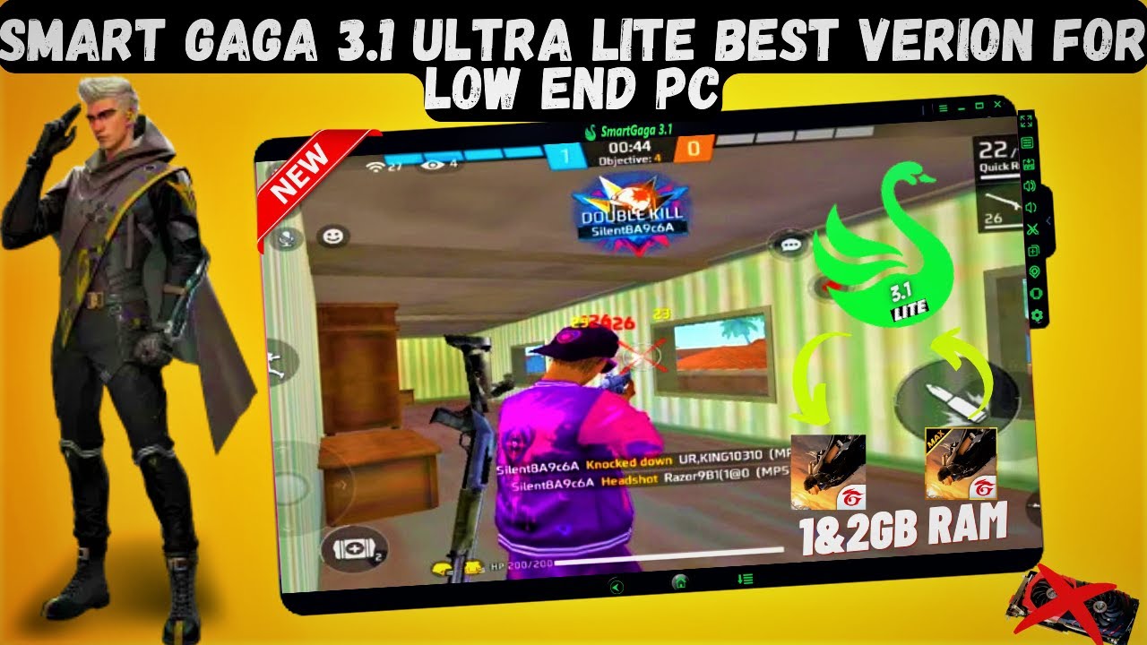 (NEW) Smart gaga 3.1 Lite Best Version For Free Fire Low End PC - 2GB Ram Without GPU No VT