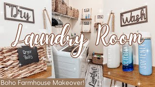 NEW! Boho Farmhouse Laundry Room Makeover! All New Decor! Cleaning Decorating and Organizing