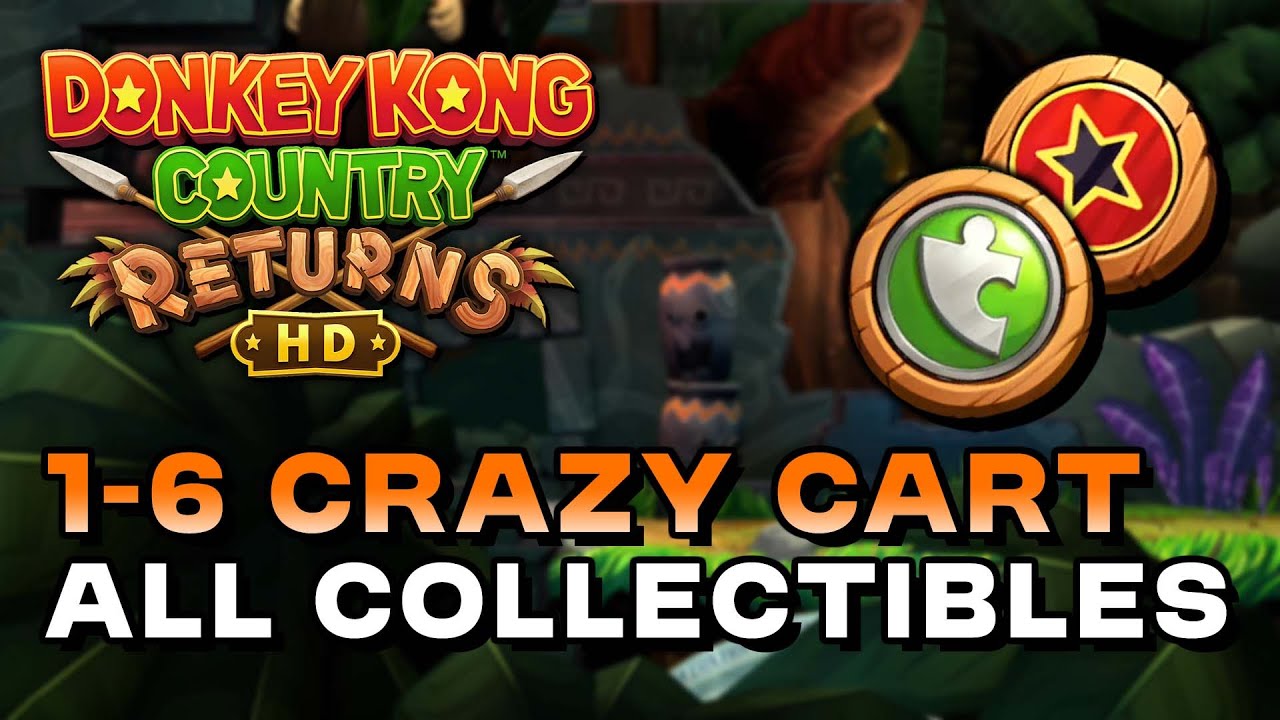 Donkey Kong Country Returns HD - 1-6 Crazy Cart (All Puzzle Pieces