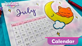 DIY -  JULY Calendar - Bullet journal, decoration, organization ideas.