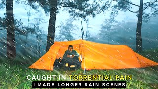 ⛈️ SOLO CAMPING in AMAZING RAIN!! heavy rain, thunderstorms, strong wind (SOOTHING RAIN SOUND ASMR)