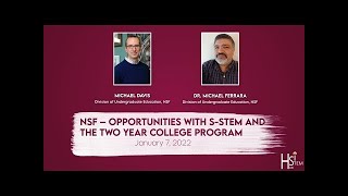 Fall & Winter Webinar Series: Jan. 7, 2021: NSF – Opportunities With S-Stem and 2-Yr College Program