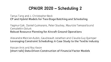 CPAIOR 2020 Session Scheduling 2