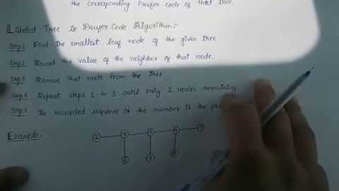 Prufer Code generation for a labeled tree.