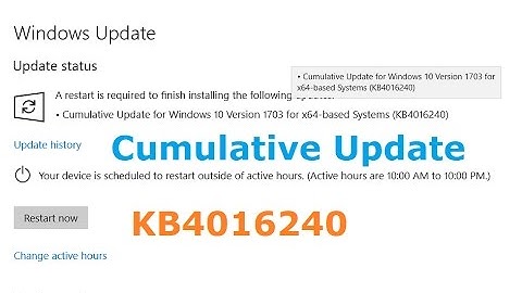 Cumulative Update for Windows 10 Version 1703 for x64 based Systems (KB4016240)