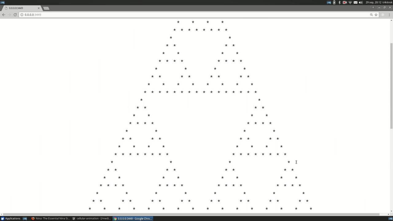 Cellular automaton producing Sierpinsky fractal - YouTube