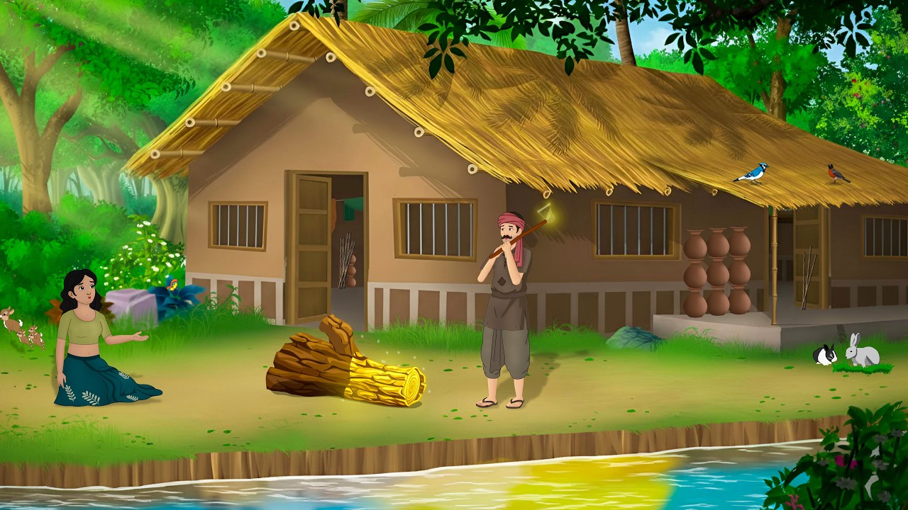 तिलस्मी कुल्हाड़ी और गरीब लकड़हारे का धनी भाग्य || Hindi kahani | moral story | cartoon kahaniya ||