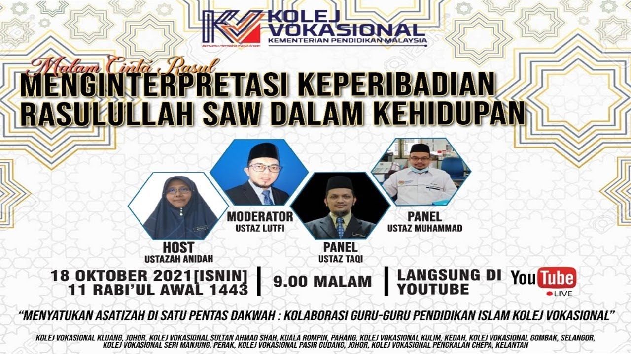Live Malam Cinta Rasul Menginterpretasi Rasulullah Saw Dalam Kehidupan Youtube