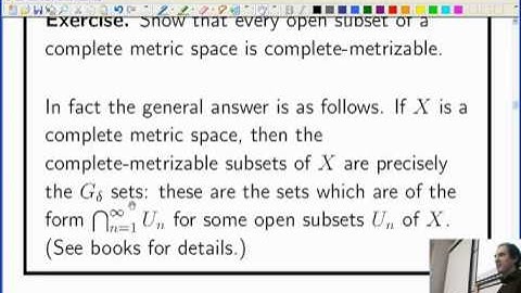 Lecture 2: Functional Analysis - Complete metric spaces