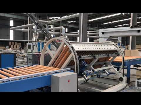 Automatic panel rotating and stacking machine video