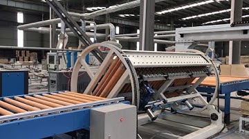 Automatic panel rotating and stacking machine video