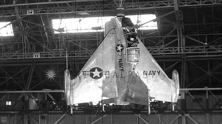 A pogo stick plane makes its first test flight by taking off and landing vertical...HD Stock Footage