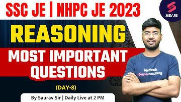 SSC JE Reasoning Classes 2023 | Most Important Questions -8 | NHPC JE Reasoning 2023 | By Saurav Sir
