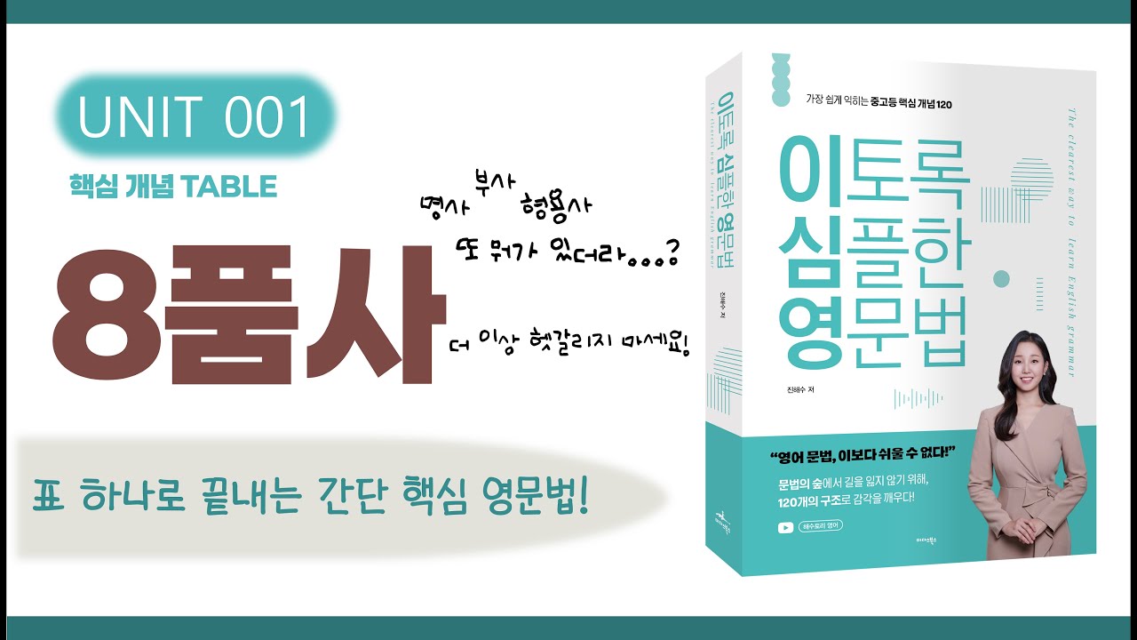 8품사 | 영어 단어 학습의 출발점 | 영어 문법 강의 (이토록 심플한 영문법 교재 UNIT 01)