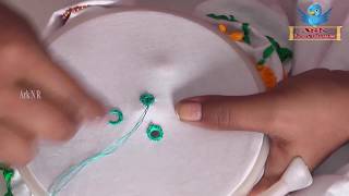 Hand Embroidery Designers Flowers Small Mirrors Stitching Tutorials | Embroidery Works in Telugu