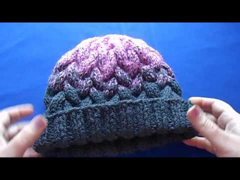 Схема вязания спицами шапки косами