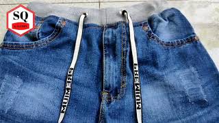 Celana Pendek Jeans Pria Sobek Ripped Laser Rip Kolor Pinggang Karet Distro