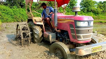 Mahindra Yuvo 415 Di Puddling Mud With Half CazeWheel And Nine Tines Cultivator | Tractor Farming
