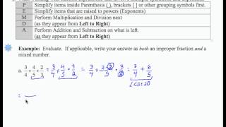SWL4E10a: Basic Arithmetic - Order of Operations with Fractions